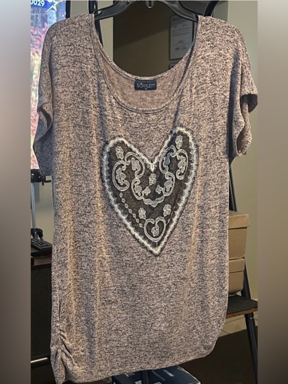 Scarlett Heather Gray Heart Embellished Tee
